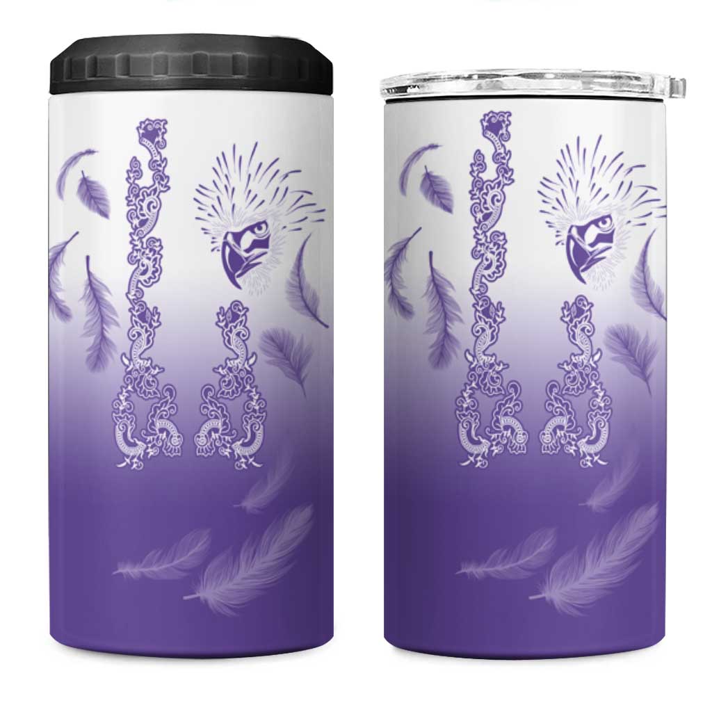 Philippines National Costume Style 4 in 1 Can Cooler Tumbler Barong Tagalog and Eagle Feather Purple Color