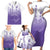 Philippines National Costume Style Family Matching Short Sleeve Bodycon Dress and Hawaiian Shirt Barong Tagalog and Eagle Feather Purple Color
