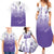 Philippines National Costume Style Family Matching Summer Maxi Dress and Hawaiian Shirt Barong Tagalog and Eagle Feather Purple Color