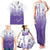 Philippines National Costume Style Family Matching Tank Maxi Dress and Hawaiian Shirt Barong Tagalog and Eagle Feather Purple Color
