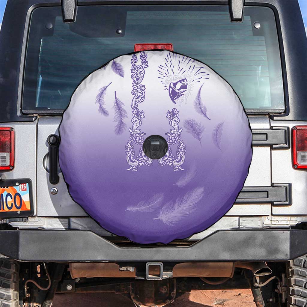 Philippines National Costume Style Spare Tire Cover Barong Tagalog and Eagle Feather Purple Color