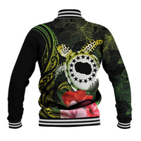 Kia Orana Cook Islands Baseball Jacket Turtle and Hibiscus Polynesian Pattern