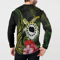 Kia Orana Cook Islands Button Sweatshirt Turtle and Hibiscus Polynesian Pattern