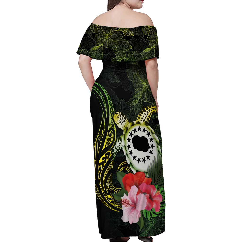 Kia Orana Cook Islands Family Matching Off Shoulder Maxi Dress and Hawaiian Shirt Turtle and Hibiscus Polynesian Pattern
