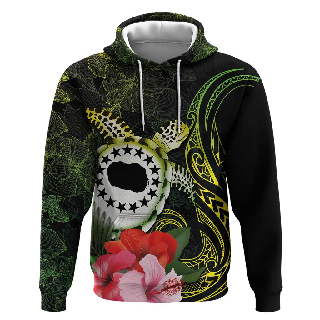 Kia Orana Cook Islands Hoodie Turtle and Hibiscus Polynesian Pattern