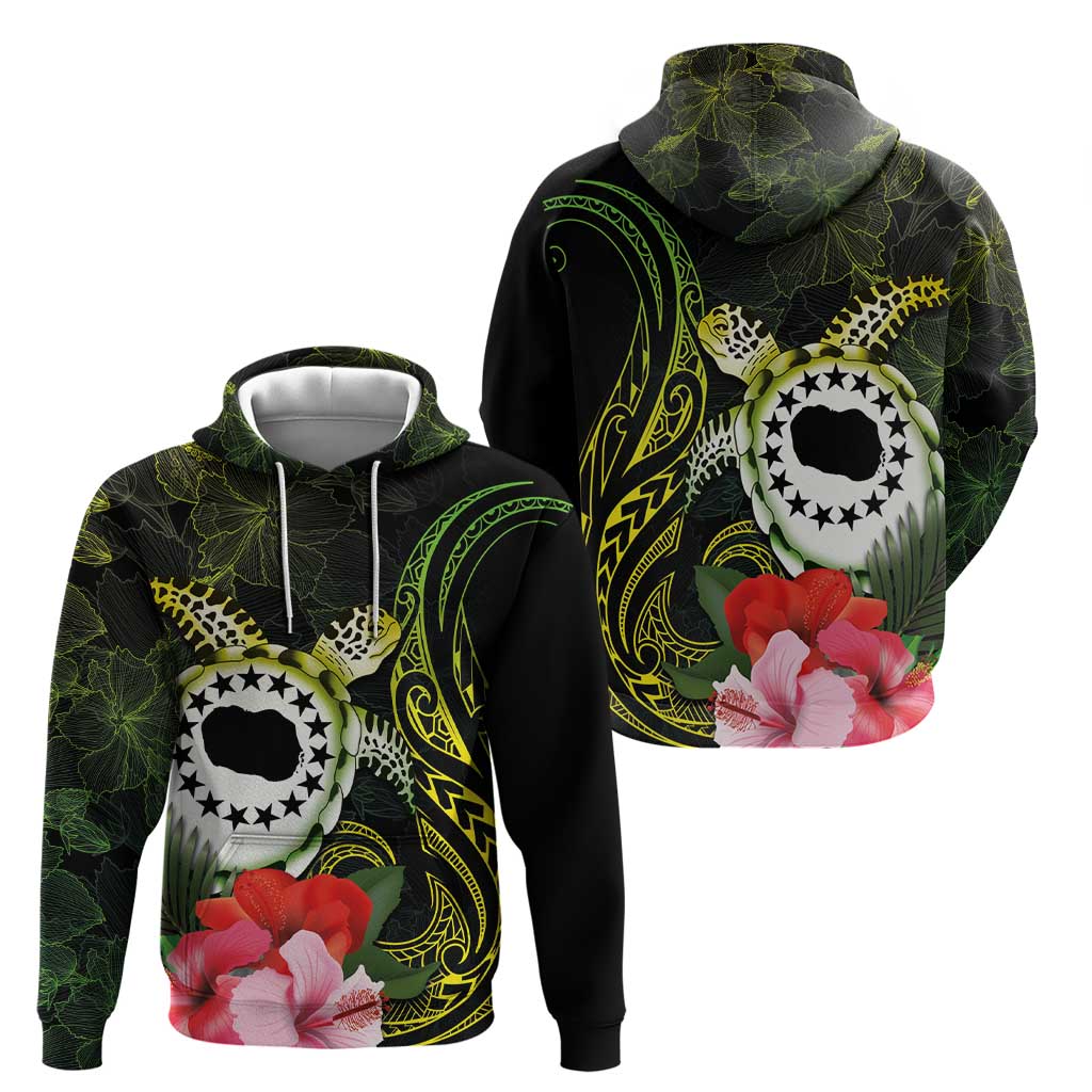 Kia Orana Cook Islands Hoodie Turtle and Hibiscus Polynesian Pattern