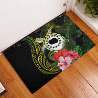 Kia Orana Cook Islands Rubber Doormat Turtle and Hibiscus Polynesian Pattern