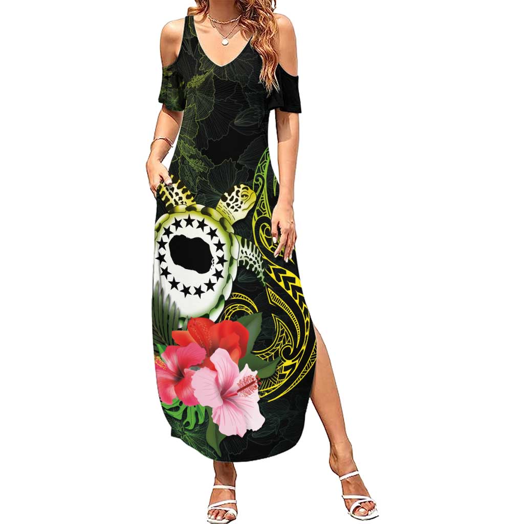 Kia Orana Cook Islands Summer Maxi Dress Turtle and Hibiscus Polynesian Pattern