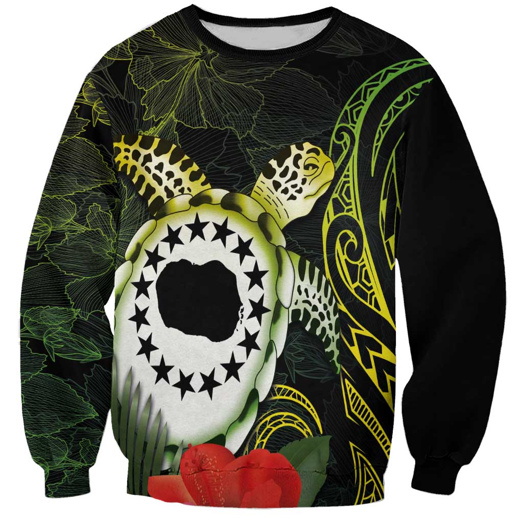 Kia Orana Cook Islands Sweatshirt Turtle and Hibiscus Polynesian Pattern