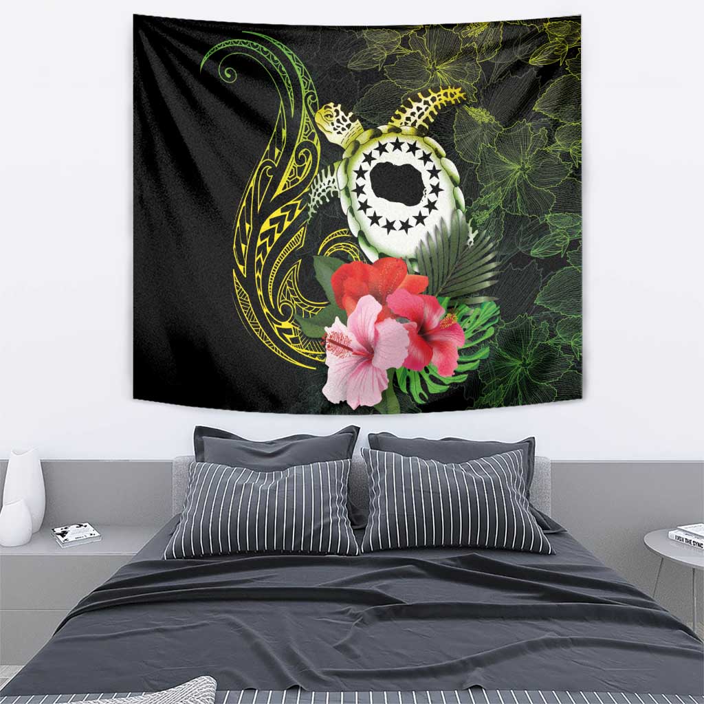 Kia Orana Cook Islands Tapestry Turtle and Hibiscus Polynesian Pattern