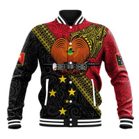 Papua new Guinea Goroka Show Baseball Jacket Bird-of-paradise and Melanesian Tattoo Pattern
