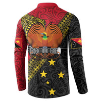 Papua new Guinea Goroka Show Button Sweatshirt Bird-of-paradise and Melanesian Tattoo Pattern