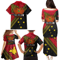 Papua New Guinea Goroka Show Family Matching Puletasi and Hawaiian Shirt Bird-of-paradise and Melanesian Tattoo Pattern LT03 - Polynesian Pride