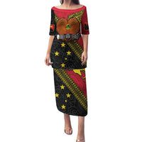 Papua New Guinea Goroka Show Family Matching Puletasi and Hawaiian Shirt Bird-of-paradise and Melanesian Tattoo Pattern LT03 Mom's Dress Red - Polynesian Pride