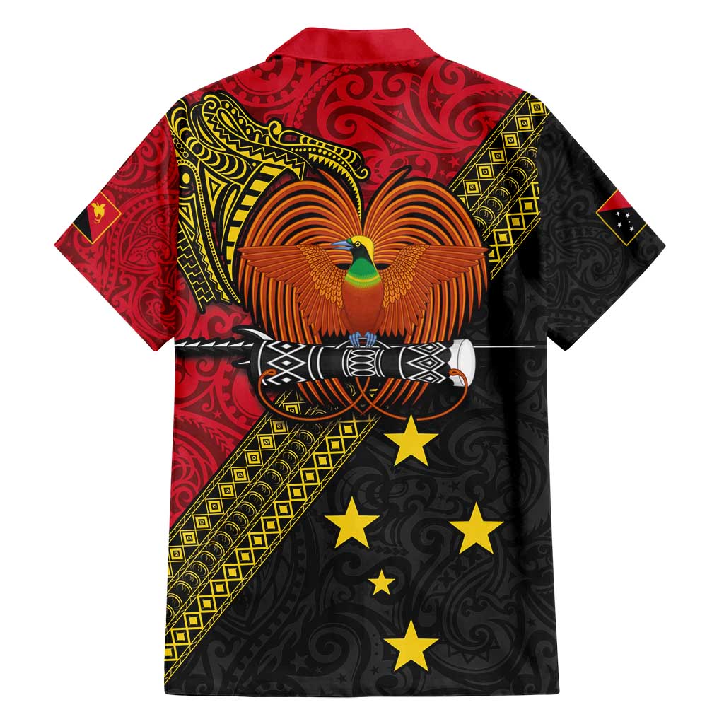 Papua new Guinea Goroka Show Family Matching Summer Maxi Dress and Hawaiian Shirt Bird-of-paradise and Melanesian Tattoo Pattern