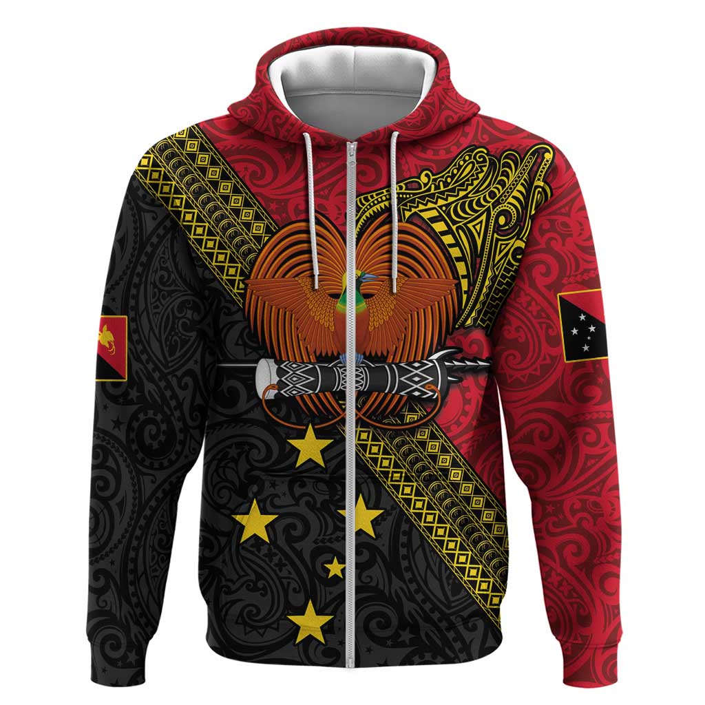 Papua new Guinea Goroka Show Hoodie Bird-of-paradise and Melanesian Tattoo Pattern