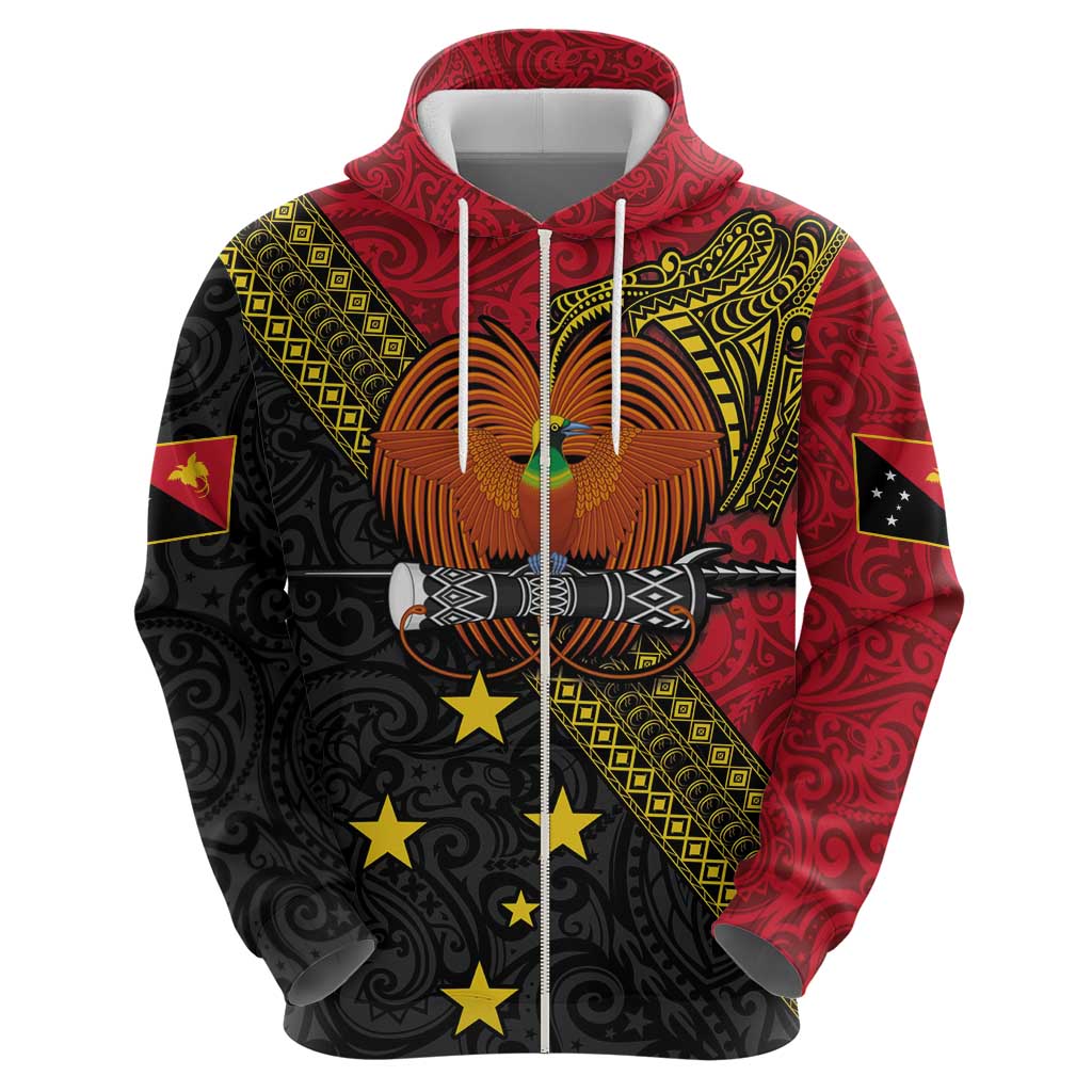 Papua new Guinea Goroka Show Hoodie Bird-of-paradise and Melanesian Tattoo Pattern