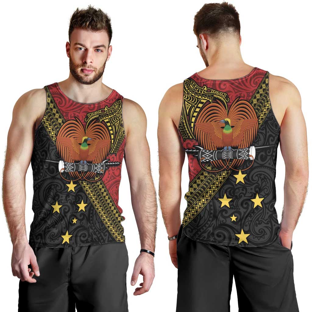 Papua new Guinea Goroka Show Men Tank Top Bird-of-paradise and Melanesian Tattoo Pattern