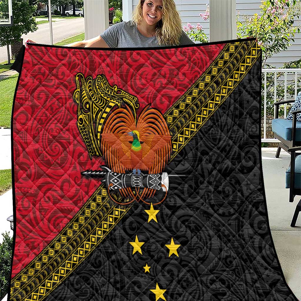 Papua new Guinea Goroka Show Quilt Bird-of-paradise and Melanesian Tattoo Pattern