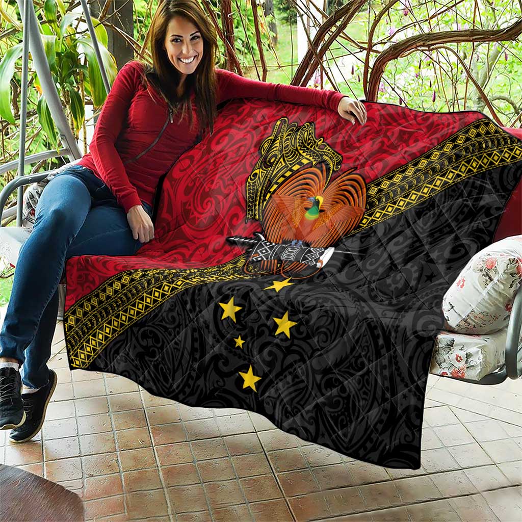 Papua new Guinea Goroka Show Quilt Bird-of-paradise and Melanesian Tattoo Pattern