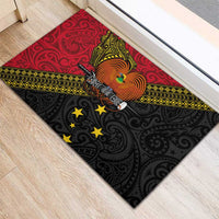 Papua new Guinea Goroka Show Rubber Doormat Bird-of-paradise and Melanesian Tattoo Pattern