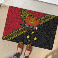 Papua new Guinea Goroka Show Rubber Doormat Bird-of-paradise and Melanesian Tattoo Pattern