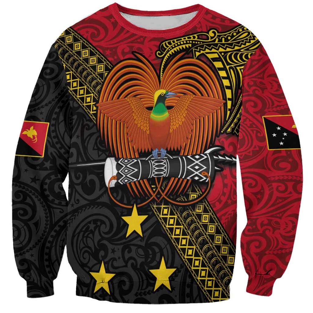 Papua new Guinea Goroka Show Sweatshirt Bird-of-paradise and Melanesian Tattoo Pattern