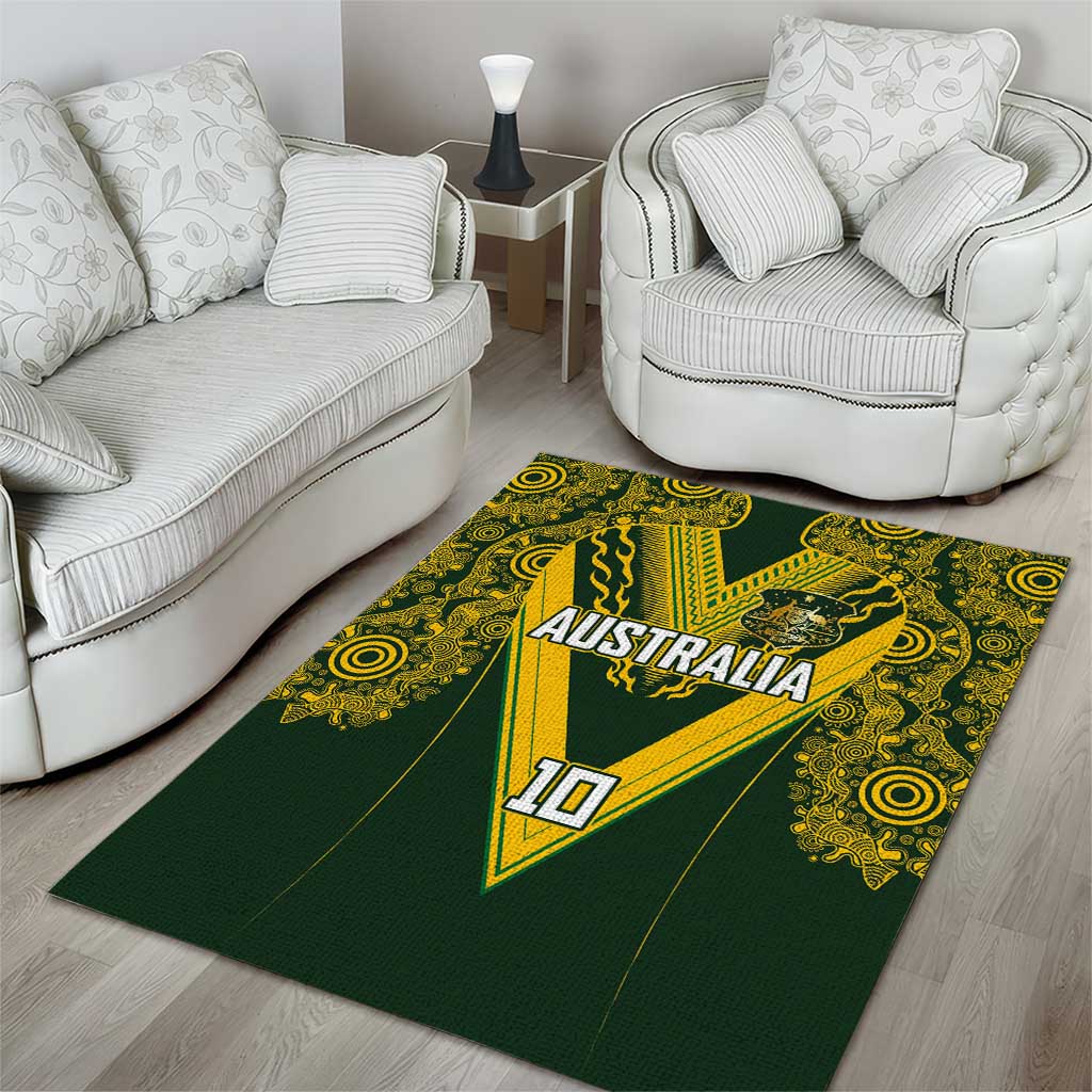 Australia Rugby Custom Area Rug Aboriginal Art Sporty Style - Polynesian Pride