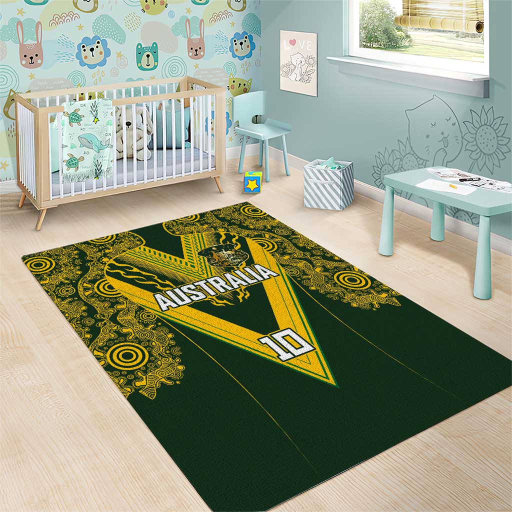 Australia Rugby Custom Area Rug Aboriginal Art Sporty Style - Polynesian Pride