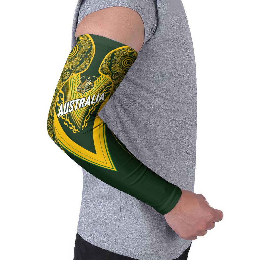 Australia Rugby Custom Arm Sleeves Aboriginal Art Sporty Style - Polynesian Pride