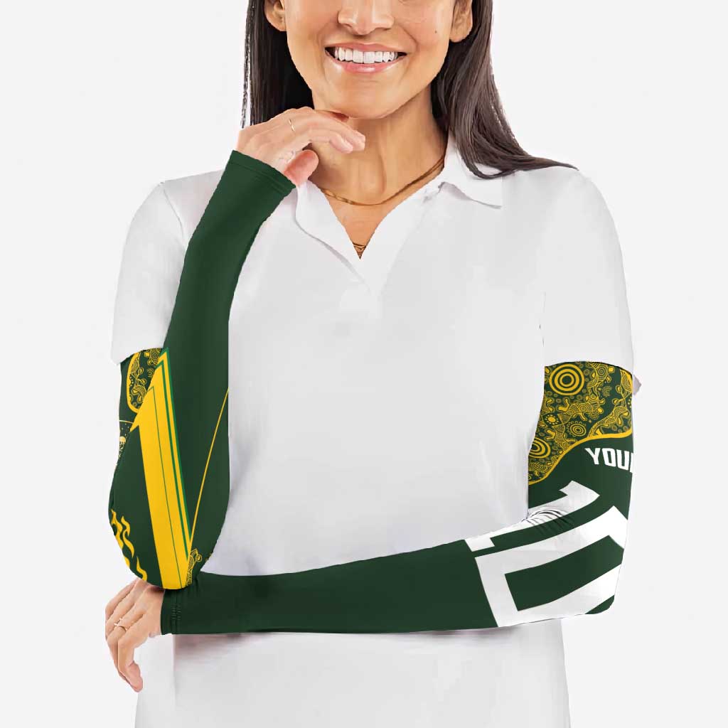 Australia Rugby Custom Arm Sleeves Aboriginal Art Sporty Style - Polynesian Pride