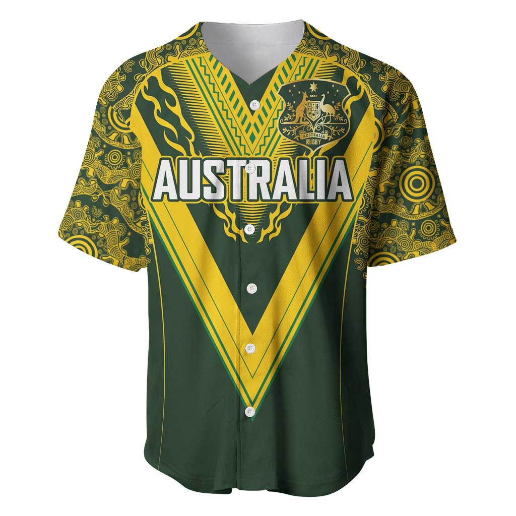 Australia Rugby Custom Baseball Jersey Aboriginal Art Sporty Style LT03 Green - Polynesian Pride