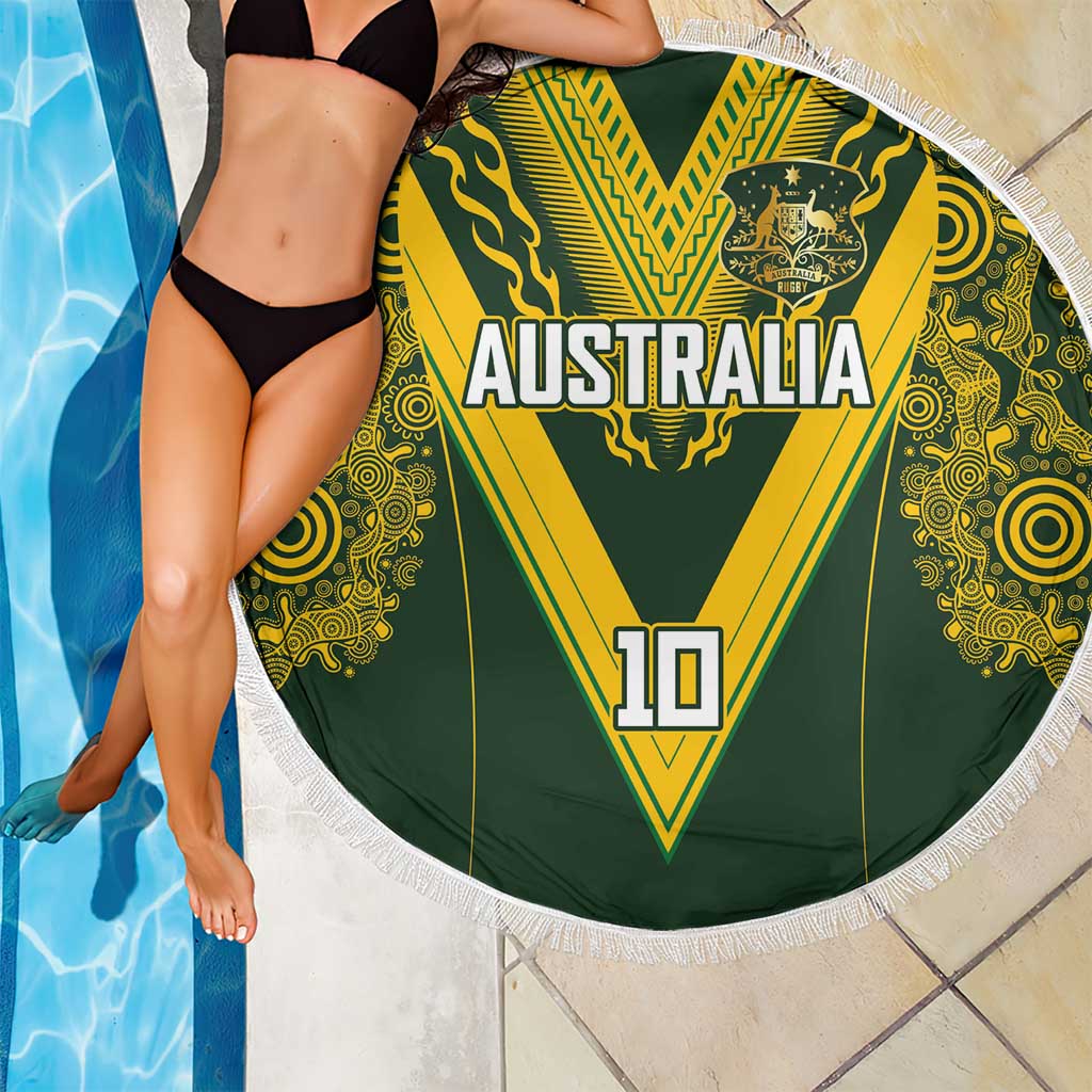 Australia Rugby Custom Beach Blanket Aboriginal Art Sporty Style - Polynesian Pride