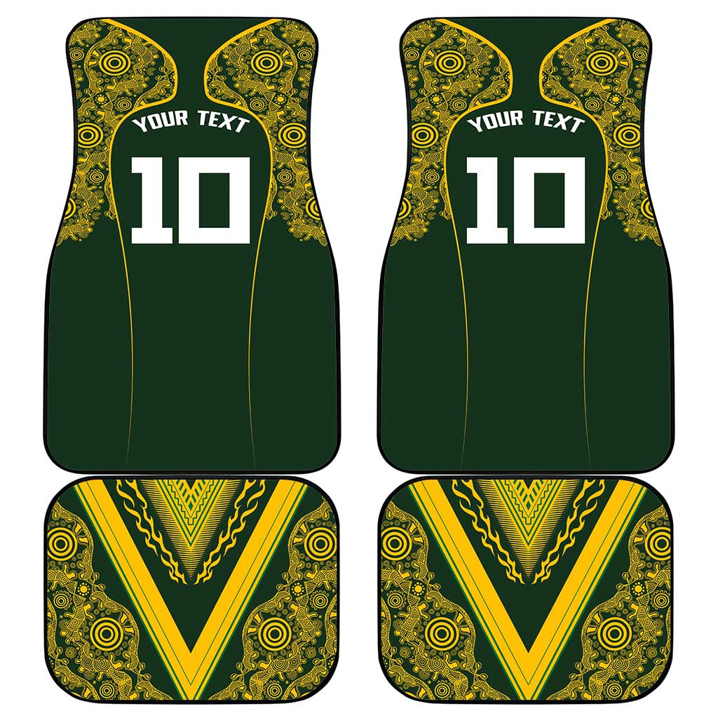 Australia Rugby Custom Car Mats Aboriginal Art Sporty Style - Polynesian Pride