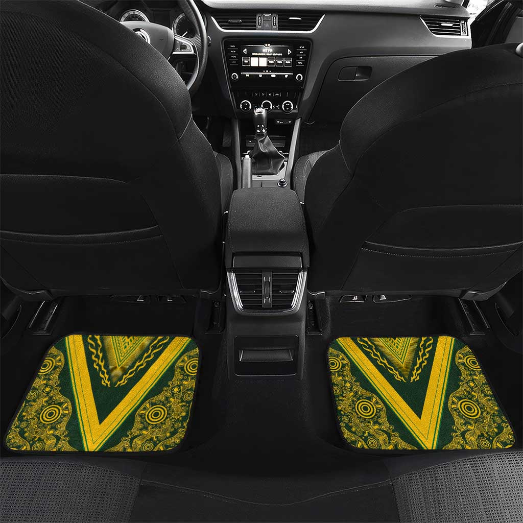 Australia Rugby Custom Car Mats Aboriginal Art Sporty Style - Polynesian Pride