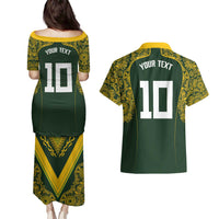 Australia Rugby Custom Couples Matching Puletasi and Hawaiian Shirt Aboriginal Art Sporty Style LT03 - Polynesian Pride