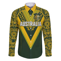 Australia Rugby Custom Family Matching Mermaid Dress and Hawaiian Shirt Aboriginal Art Sporty Style - Polynesian Pride
