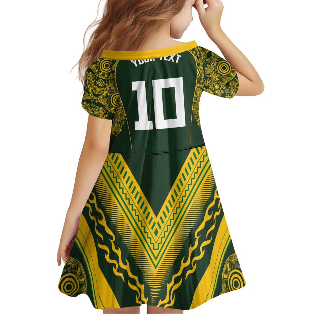 Australia Rugby Custom Family Matching Puletasi and Hawaiian Shirt Aboriginal Art Sporty Style - Polynesian Pride