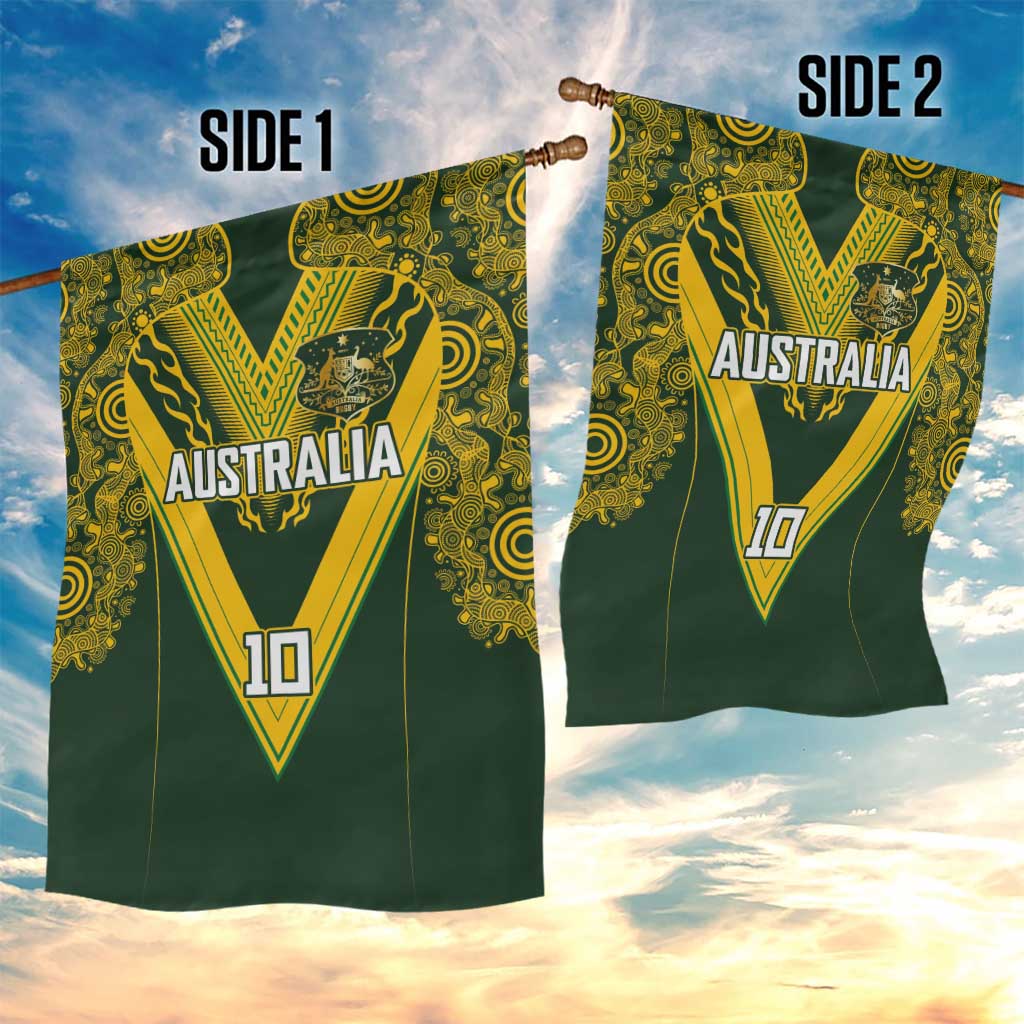 Australia Rugby Custom Garden Flag Aboriginal Art Sporty Style - Polynesian Pride