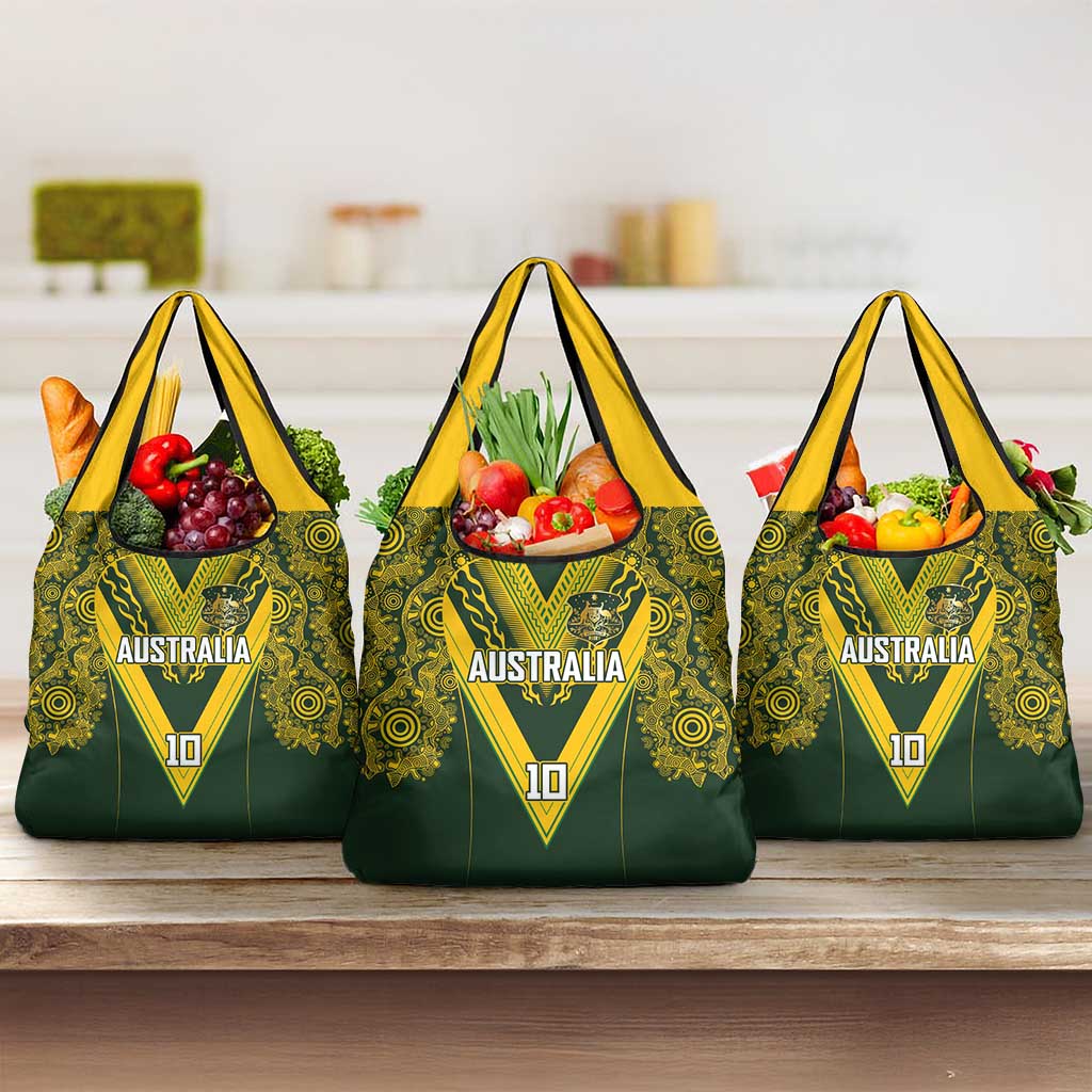 Australia Rugby Custom Grocery Bag Aboriginal Art Sporty Style - Polynesian Pride