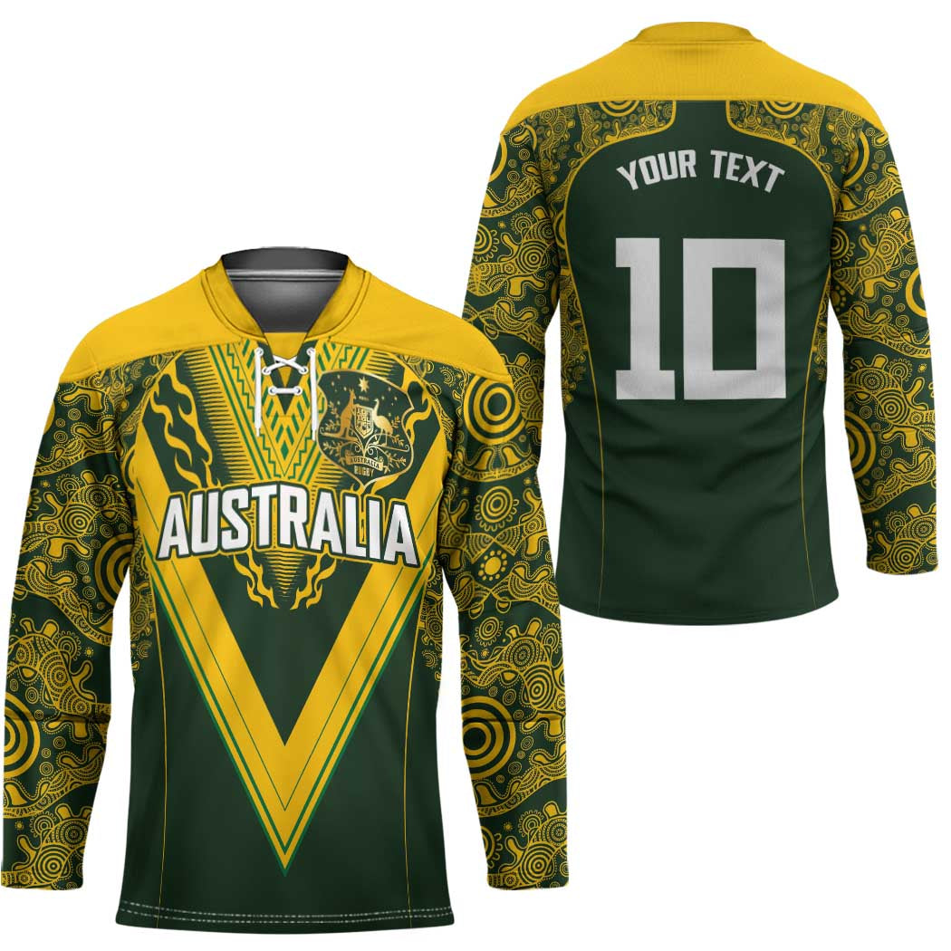 Australia Rugby Custom Hockey Jersey Aboriginal Art Sporty Style - Polynesian Pride