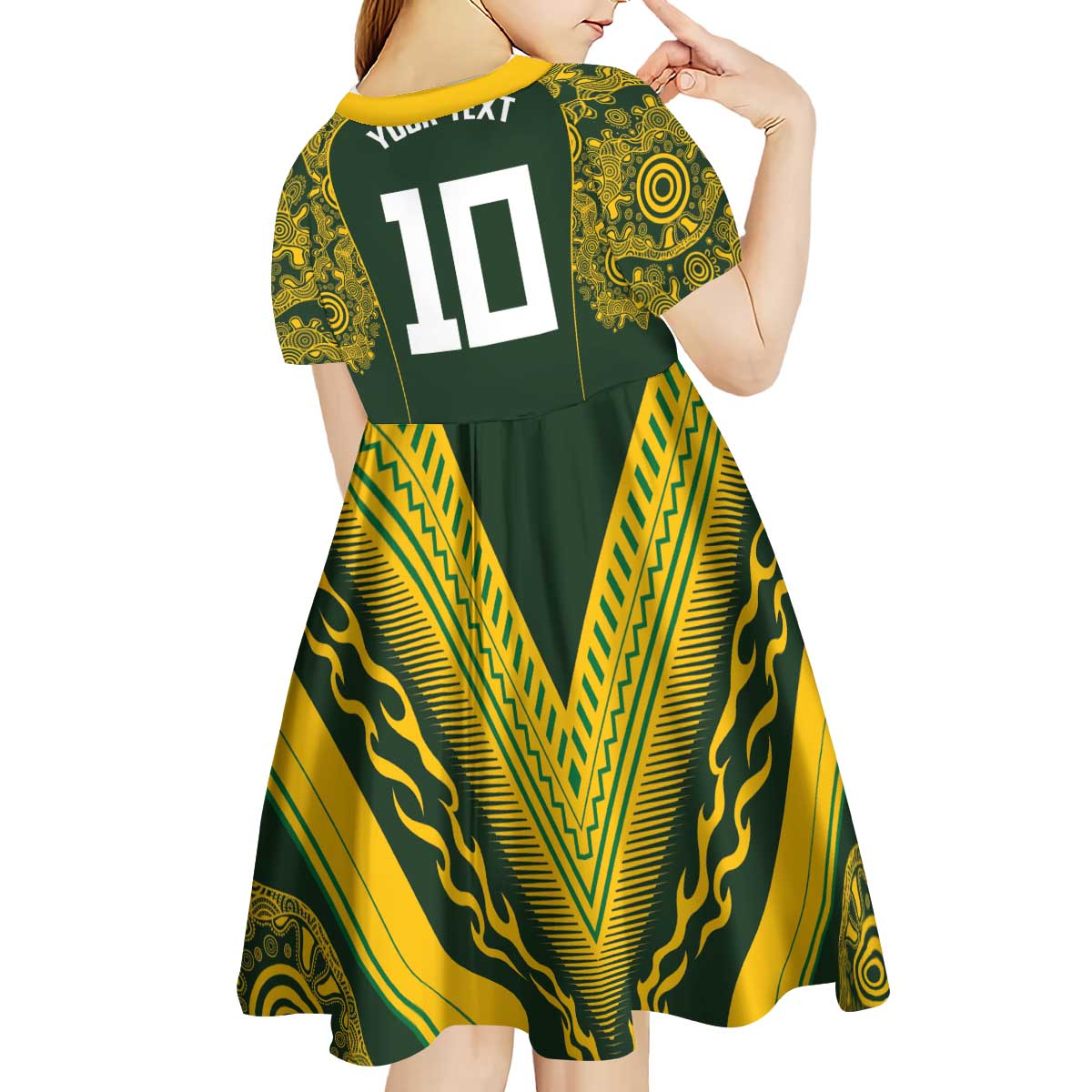 Australia Rugby Custom Kid Short Sleeve Dress Aboriginal Art Sporty Style LT03 - Polynesian Pride
