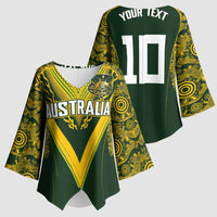 Australia Rugby Custom Kimono Sleeve Blouse Aboriginal Art Sporty Style - Polynesian Pride