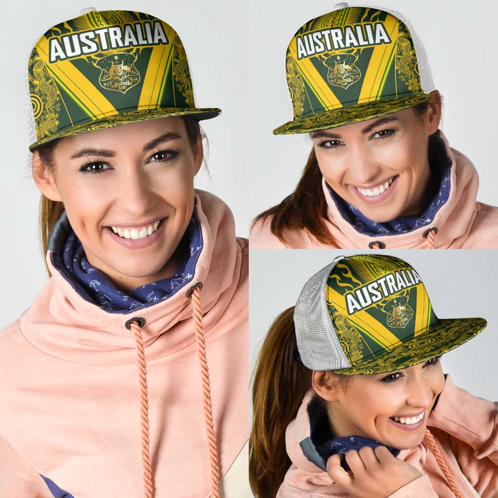 Australia Rugby Mesh Trucker Cap Aboriginal Art Sporty Style - Polynesian Pride