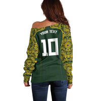 Australia Rugby Custom Off Shoulder Sweater Aboriginal Art Sporty Style - Polynesian Pride
