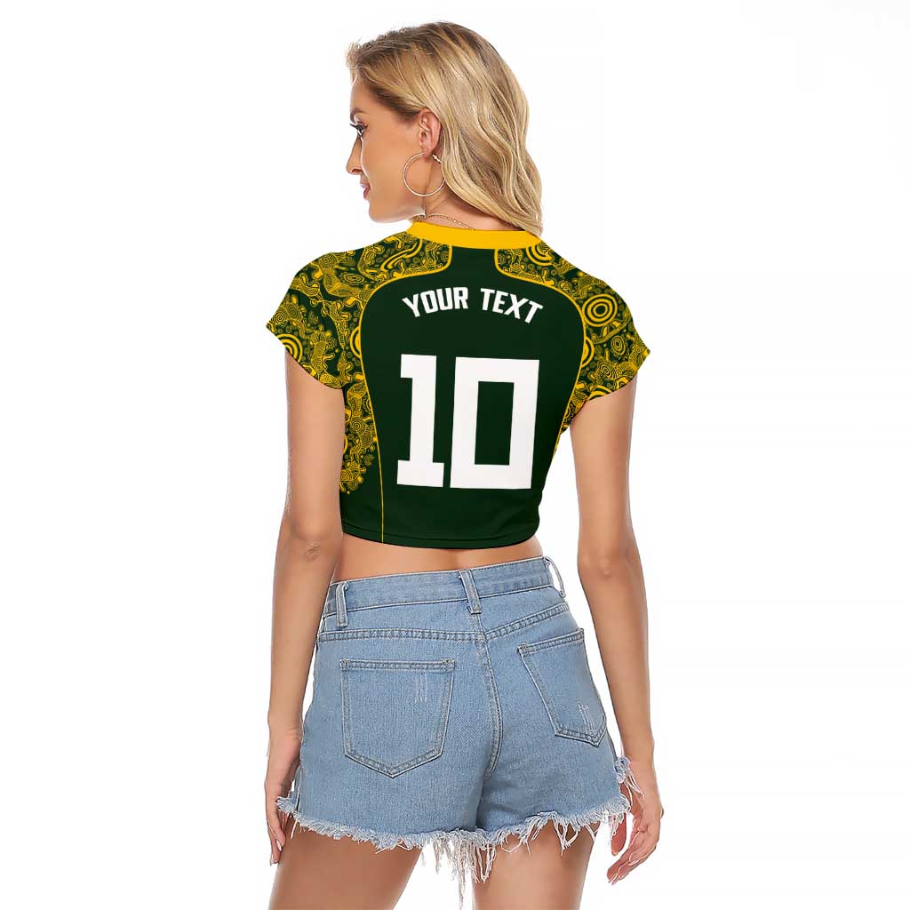 Australia Rugby Custom Raglan Cropped T Shirt Aboriginal Art Sporty Style LT03 - Polynesian Pride