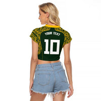 Australia Rugby Custom Raglan Cropped T Shirt Aboriginal Art Sporty Style LT03 - Polynesian Pride