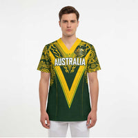 Australia Rugby Custom Scrub Top Aboriginal Art Sporty Style LT03 - Polynesian Pride