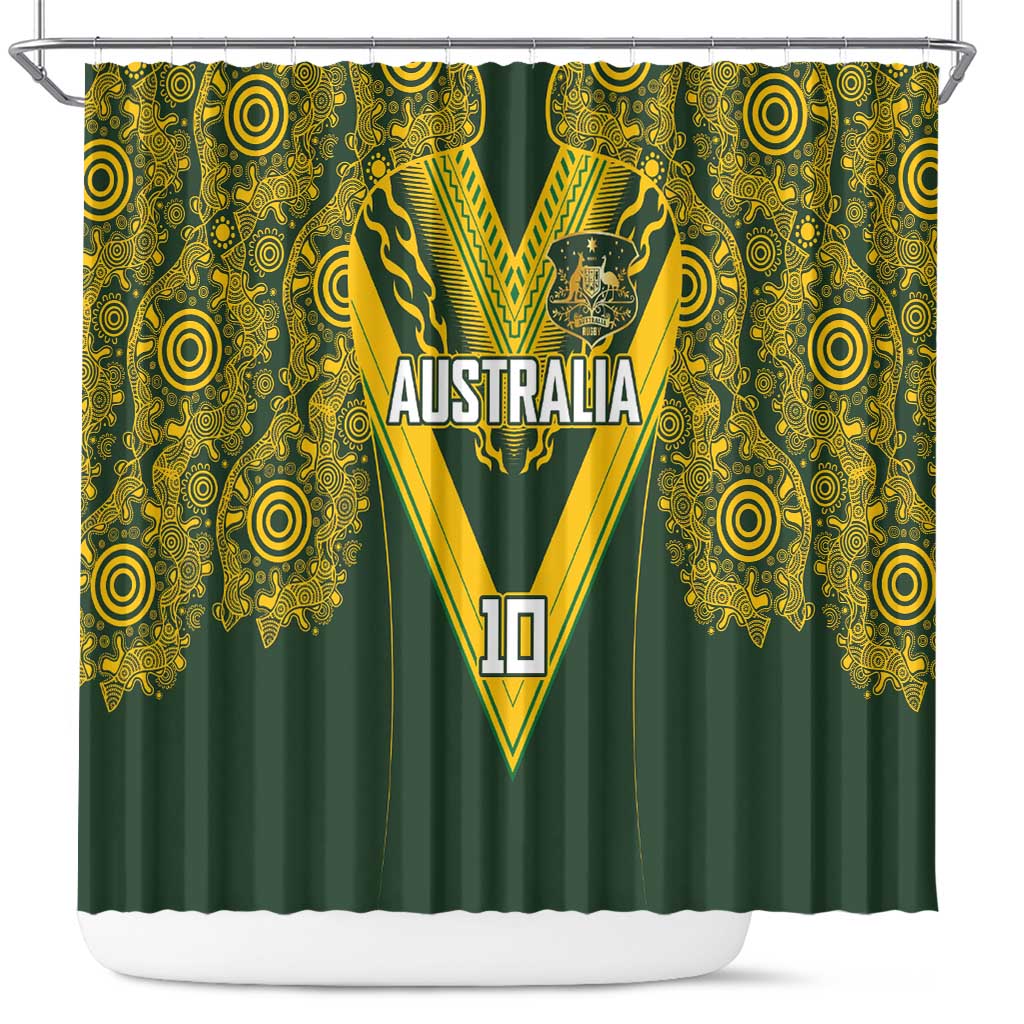 Australia Rugby Custom Shower Curtain Aboriginal Art Sporty Style - Polynesian Pride