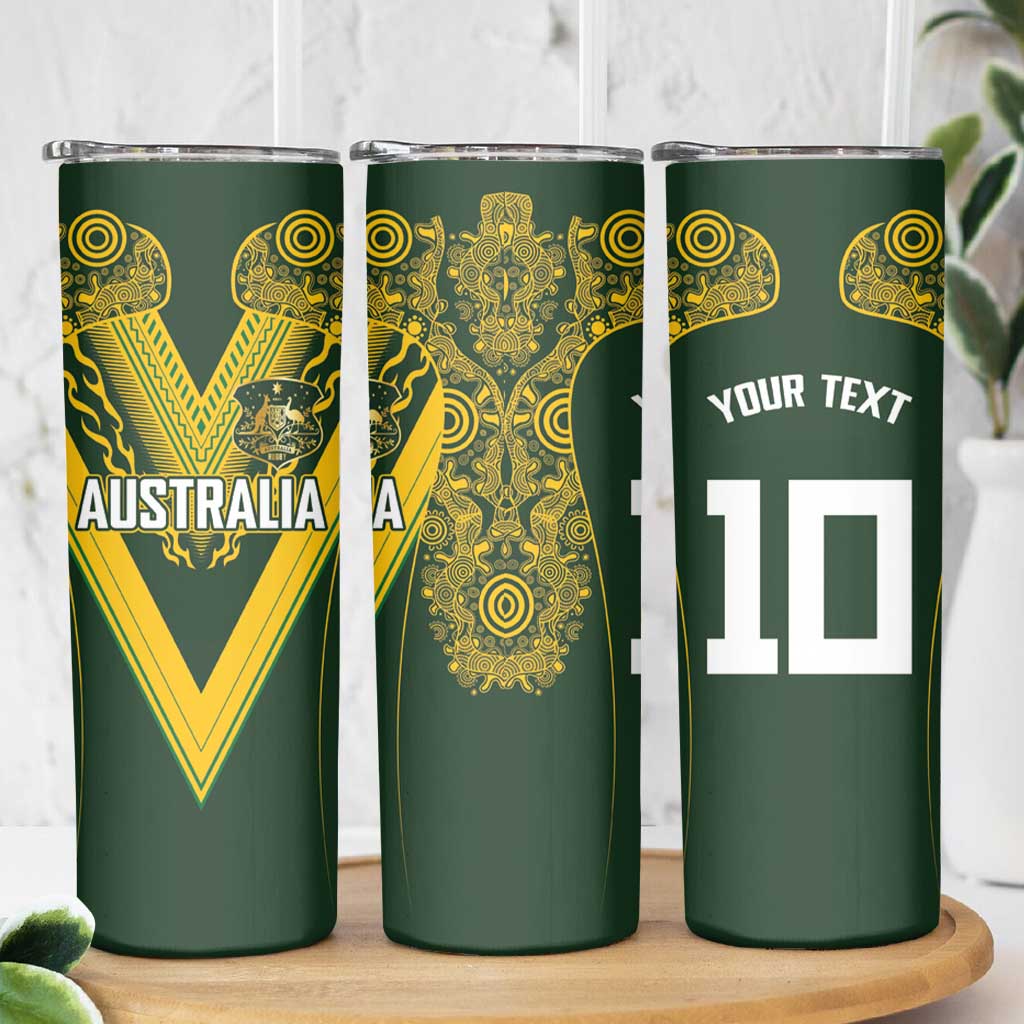 Australia Rugby Custom Skinny Tumbler Aboriginal Art Sporty Style - Polynesian Pride